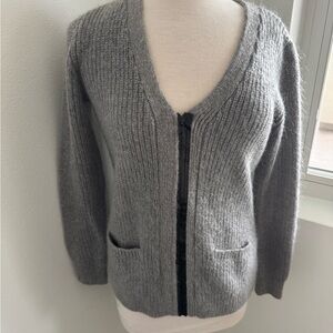 Sandro Gray V-Neck Cardigan Sweater